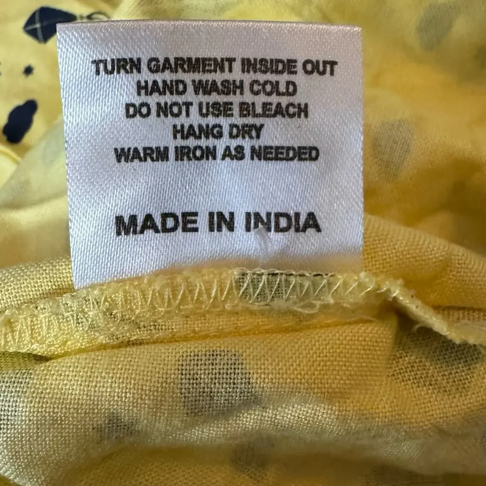 Circus Yellow Kite Print Sleeveless Dress 100% Rayon Made in India UK 20